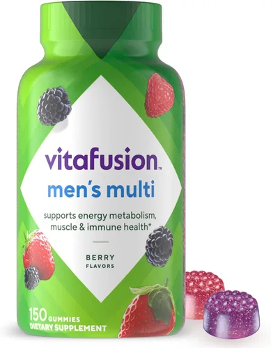 Miniatura 10 de Vitafusion Suplemento vitamínico en gomitas para adultos para hombres, sabor a bayas, A, C, D, E, B6, B12, diario, 120 unidades, suministro para 60
