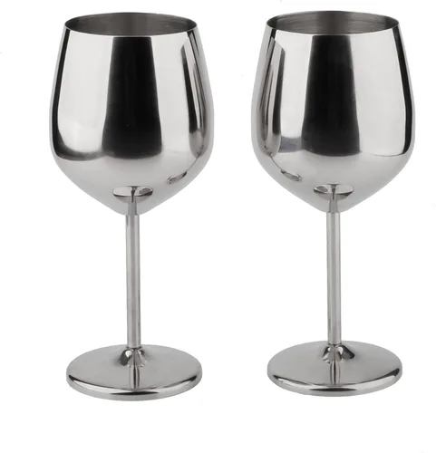 Miniatura 13 de Arora Copa de vino de acero inoxidable de 18 onzas, juego de 2 unidades, color negro, 3.6 pulgadas de profundidad x 8.3 pulgadas de alto (851036)