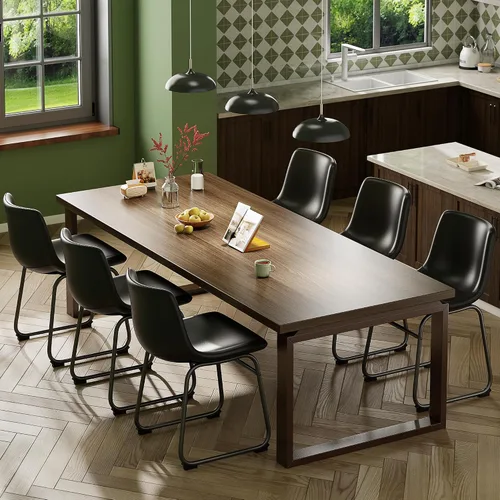 Miniatura 3 de YaFiti - Juego de 2 sillas de comedor de 18 pulgadas, sillas modernas tapizadas para comedor con cojines de piel sintética y patas de metal, silla