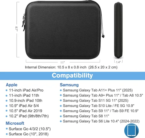 Miniatura 2 de FINPAC Funda rígida para tableta de 11 pulgadas iPad 11th 10th / Air M4 2026 M3 2025 M2 2024 / Pro M4 2024 / Pro 4th/3rd, iPad Air 5/4 de 10.9 Negro