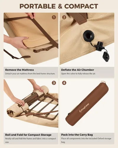 Miniatura 4 de KingCamp Base inflable para catre de campamento, marco de colchón de aire resistente para tiendas de campaña, marco de cama portátil fuera del suelo