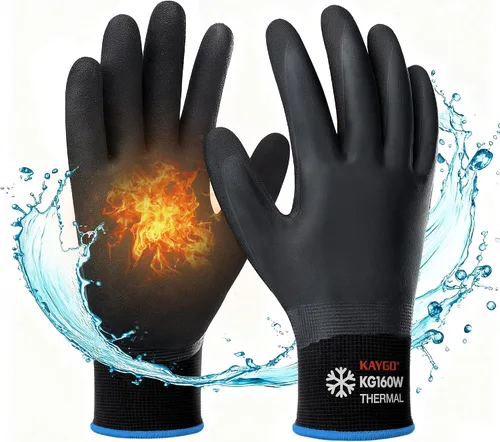 Miniatura 17 de KAYGO Guantes de trabajo impermeables para hombres y mujeres, guantes de trabajo recubiertos de goma antideslizantes para jardín, construcción al