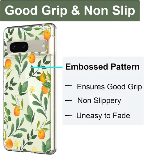 Miniatura 3 de Unov - Funda compatible con Pixel 7, diseño transparente de TPU suave, absorción de impactos, delgada, patrón labrado, cubierta protectora trasera
