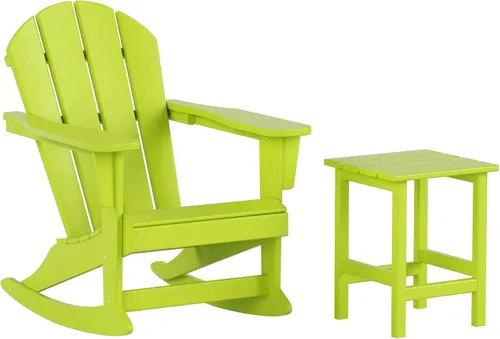 WestinTrends Malibu - Sillas mecedoras Adirondack para patio al aire libre con juego de mesa auxiliar, lima