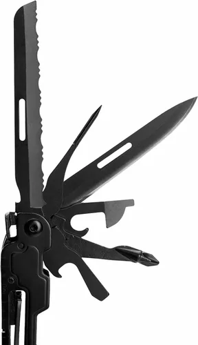 Miniatura 5 de SOG PowerAccess Deluxe Multiherramienta de Acero Inoxidable de Servicio Pesado Todo Uso con Funda de Nylon, Dos Hojas de Cuchillo, Abrelatas y Negro