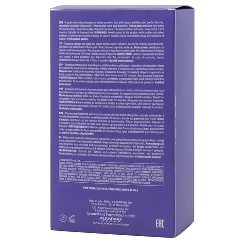Miniatura 9 de ALFAPARF MILANO Semi di Lino - Champú morado para cabello rubio, resaltado, platino y plateado, neutraliza los tonos cobrizos, hidrata y fortalece