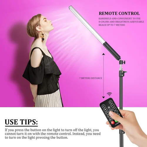 Miniatura 2 de LUXCEO Iluminación LED RGB para fotografía, varita portátil, luz de video LED de mano, 1000 lúmenes, CRI 95+ USB recargable con control remoto