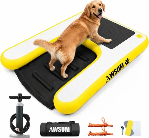 Miniatura 9 de AWSUM Rampa inflable para botes acuáticos para perros, escalera flotante para perros de hasta 230 libras en escalones de flotación de agua
