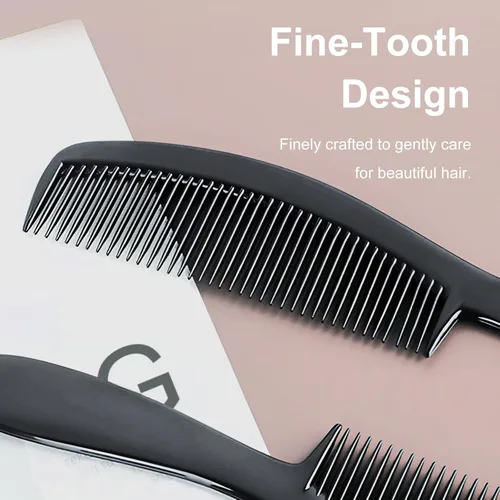 Miniatura 3 de Juego de 10 peines de fibra de carbono negro de alta calidad para mujeres y hombres, peines profesionales de dientes finos y anchos para burlas