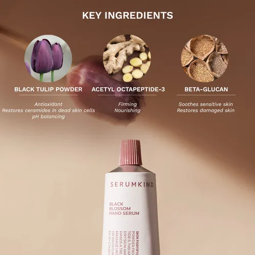 Miniatura 3 de SERUMKIND Black Blossom - Suero de manos nutritiva para manos secas y agrietadas con polvo de tulipán negro, suaviza y suaviza la textura de la piel