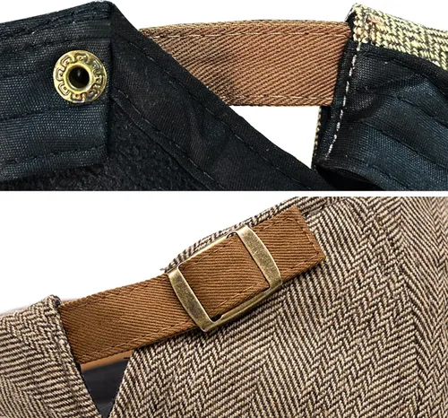 Miniatura 6 de meioro Gorra Plana de Algodón para Hombre Sombrero Newsboy de Tweed Espiga Sombreros Ajustables de Mezcla de Lana Gorras Gatsby Cabbie Ivy Caqui