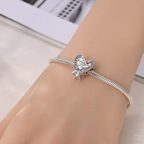 Miniatura 32 de KUNSIR Los abalorios se adaptan a pulseras Pandora para mujer, plata de ley 925, cuentas colgantes de joyería para niñas, dijes de feliz cumpleaños