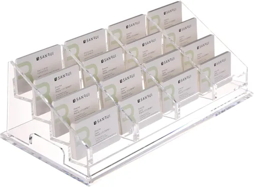 Miniatura 13 de YUXUN Tarjetero acrílico para escritorio, organizador de tarjetas de visita para mujeres, soporte transparente para tarjetas de presentación, base