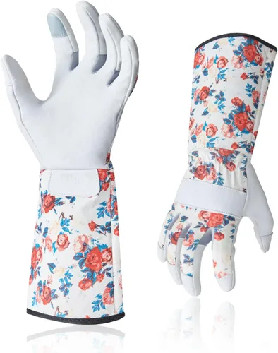 Miniatura 9 de Vgo SL7445 - Guantes de jardinería de cuero sintético para mujer, guantes de trabajo de manga larga, transpirables y con agarre, de alta destreza