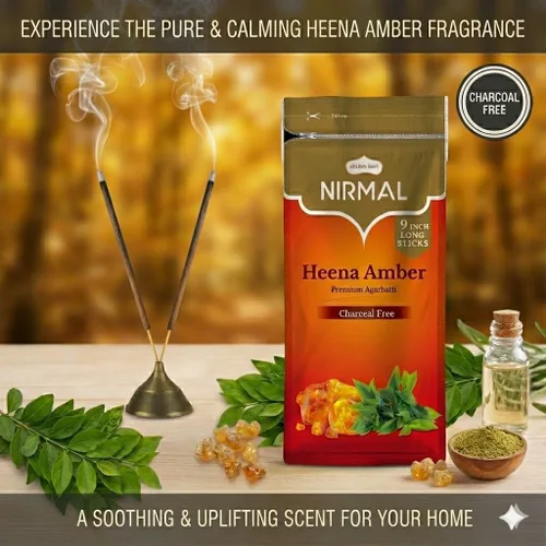 Miniatura 3 de Shubhkart Nirmal Heena Amber - Varitas de incienso – Paquete de 2 (200 varillas en total). Agarbatti sin carbón premium con fragancia rica, terrosa