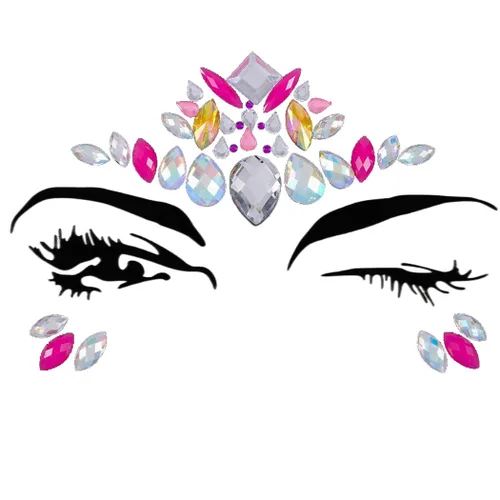 Miniatura 5 de Joyas de cara de diamantes de imitación, gemas de cara de sirena con purpurina de ojos de cristal, calcomanías de piedra para rave, fiesta