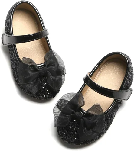 Otter MOMO Zapatos planos de bailarina para niña, con lazo decorativo, ideales para llevar con vestido y combinan bien con flores, para escuela,