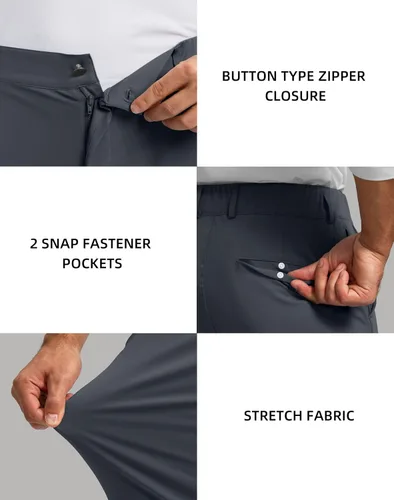 Miniatura 5 de Soothfeel Pantalones de golf para hombre con 5 bolsillos, ajustados, elásticos, casuales, de viaje, pantalones de trabajo para hombre
