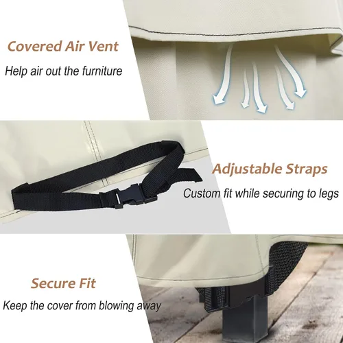 Miniatura 3 de NettyPro Funda para Sofá de Exterior Impermeable para 3 Plazas Funda para Sofá de Patio, Fundas para Sofá de Salón Profundo para Muebles de Patio