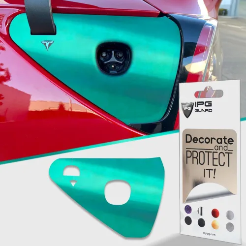 Miniatura 15 de IPG para Tesla - Calcomanías adhesivas de envoltura de puerto de carga, emblema para bricolaje, personaliza el modelo 3-Y (rosa)