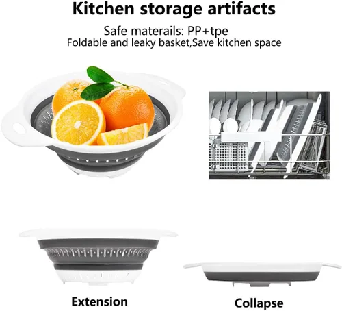 Miniatura 8 de Colador y colador plegable, coladores de silicona y coladores de alimentos, para verduras y frutas, esenciales de cocina