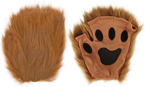 Miniatura 24 de Guantes de garra para disfraz de Halloween, medio dedo, lobo, oso, gato, guantes, guantes de piel sintética para mascarada, cosplay, utilería de mano