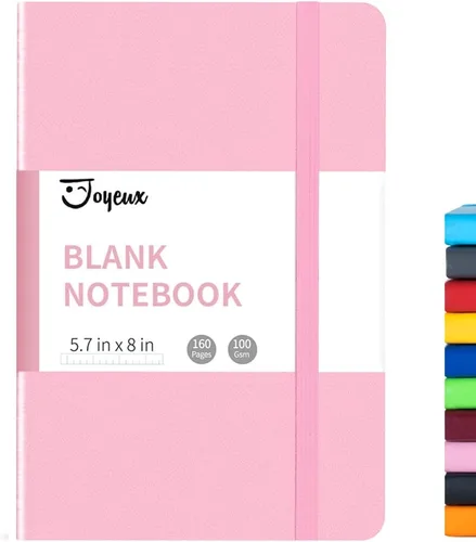 JOYEUX - Libreta en blanco tipo diario, A5, 160 páginas, libros de bocetos gruesos de 100 Gsm, diario de tapa dura para escribir, 5.7 x 8 pulgadas,