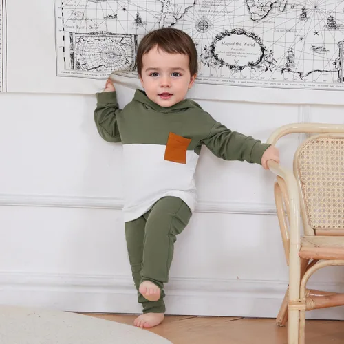 Miniatura 2 de Conjunto de ropa de otoño e invierno para bebé y niño, sudadera larga con capucha y pantalones para niños pequeños, 6, 12, 18, 24 meses, 2T