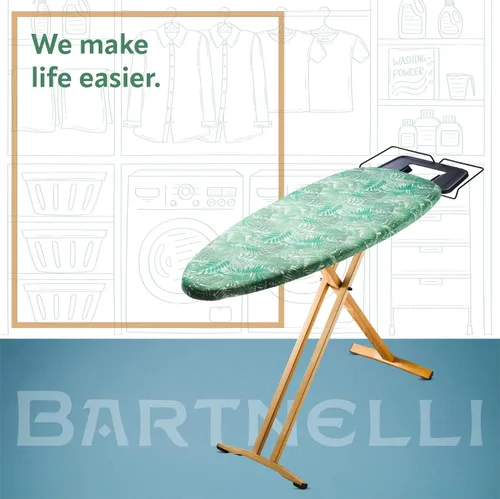 Miniatura 8 de Bartnelli Pro Luxury - Tabla de planchar con patas de madera de haya extra anchas de 51x19 pulgadas, con soporte para plancha de vapor de alta