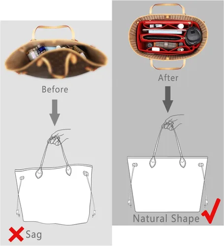 Miniatura 4 de Organizador de bolso, organizador de bolso, organizador de bolsa, perfecto para Speedy Neverfull y más, 5 tamaños (M, rojo)