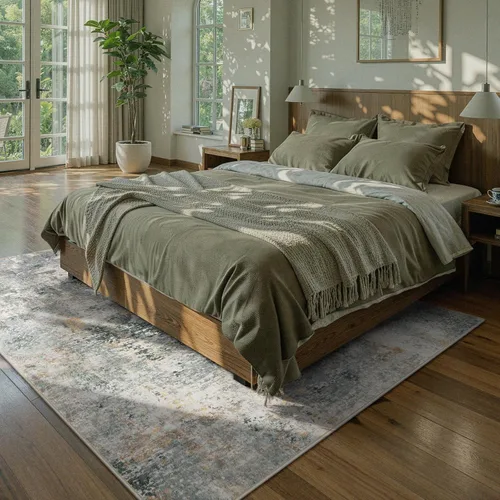 Miniatura 4 de Lahome Alfombras lavables de 5 x 7 pies para sala de estar, alfombra moderna gris neutra y abstracta para dormitorio, antideslizante, alfombra