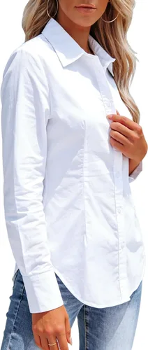 Miniatura 4 de Button Down Shirts for Women Long Sleeve Dress Shirts Collared Work Wrinkle Free Office Solid Blouses Fitted Tops
