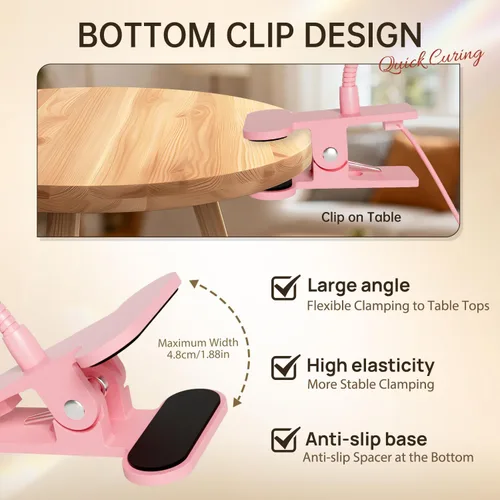 Miniatura 9 de AORAEM Lámparas LED para uñas de 3W, lámpara flexible de cuello de cisne, secador rápido de uñas para manicura, luz de curado de esmalte de gel, luz