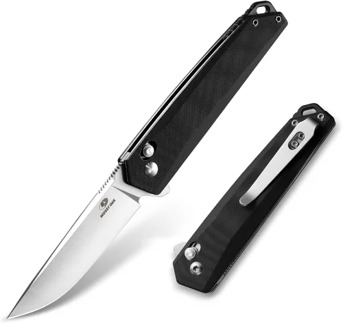 MOSSY OAK Cuchillo plegable de bolsillo, hoja de 3.5 pulgadas de acero D2 con punta de caída, mango G10, cuchillo pequeño EDC con clip de cinturón