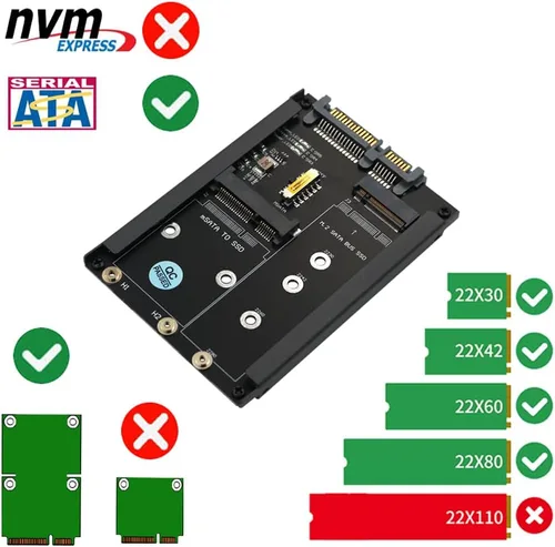 Miniatura 3 de HLT MSATA y B Key/B&M Key SSD 2 en 1 a SATA III de 2.5" con soporte de marco - Conserva mSATA SSD como unidad SATA de 0.276 in 2.5