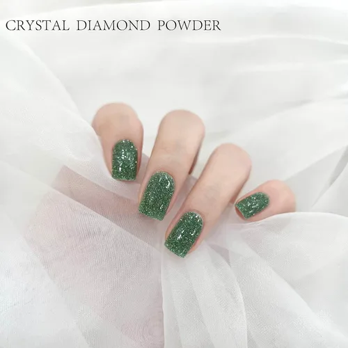 Miniatura 6 de Tiras de esmalte de uñas de gel con purpurina verde sin luz de uñas, calcomanías de lámpara de uñas, 20 tiras de manicura extra largas