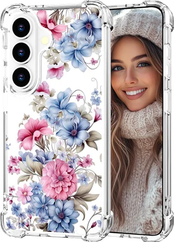 Miniatura 58 de Hungo Funda compatible con Samsung Galaxy S23 con diseño floral y bonito diseño transparente, femenino para mujeres y niñas, con hermoso clavel