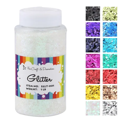 Miniatura 17 de Brillantina gruesa, 18 frascos de colores surtidos para manualidades, cuerpo, maquillaje y purpurina para uñas.