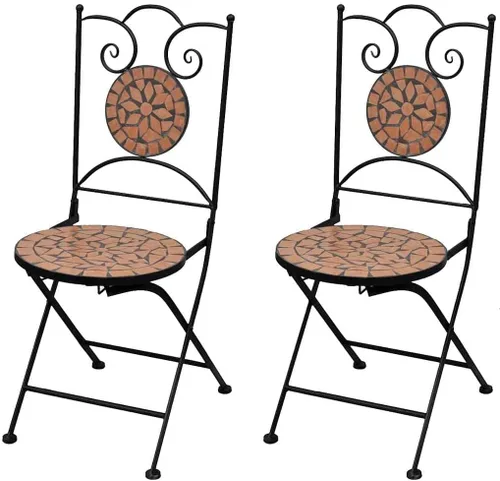Miniatura 11 de vidaXL Sillas de bistro plegables 2 piezas, silla plegable, silla de comedor bistró para jardín al aire libre, muebles de patio, cerámica azul