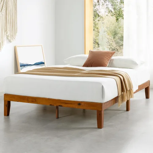 Miniatura 19 de Mellow Naturalista Classic - Cama de plataforma de madera maciza de 12 pulgadas con listones de madera, tamaño individual XL, pino natural Natural
