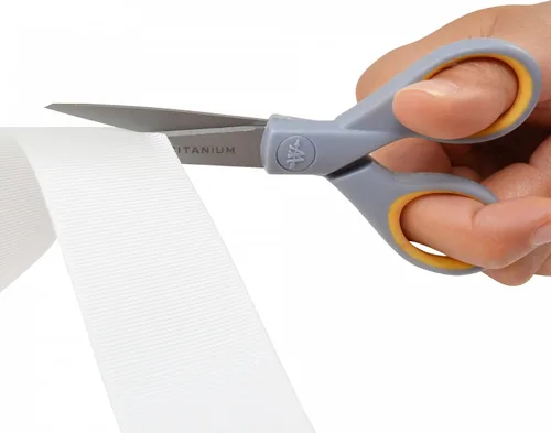 Miniatura 3 de Tijeras Westcott de titanio con asas de agarre suave, Gris/amarillo
