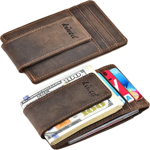 Miniatura 2 de Clip para dinero cartera de bolsillo frontal cartera delgada de cuero con bloqueo RFID fuerte imán Cartera RFID