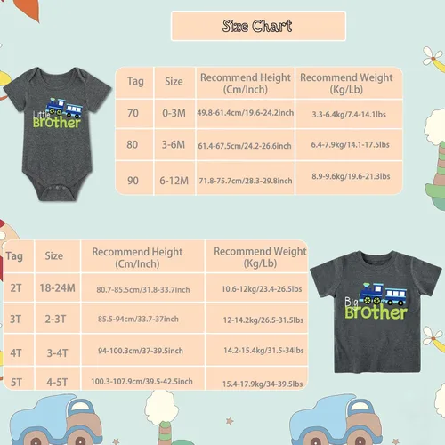Miniatura 7 de Funnycokid Conjunto de camisetas a juego para hermano mayor, hermano pequeño, ropa de regalo para bebé