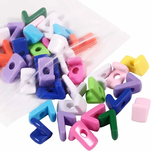Miniatura 18 de 40 cuentas de letras 3D focales acrílicas sueltas para hacer joyas, pulseras, collares, llavero, bolsa de teléfono, cadena, llaveros (letras mixtas)
