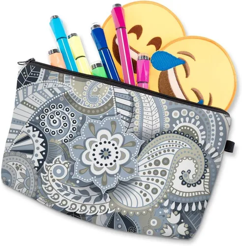 Miniatura 6 de Deanfun - Bolsa de maquillaje impermeable con diseño de mandala y flores, impermeable, espaciosa, cosmetiquera, bolsa de viaje ideal como regalo