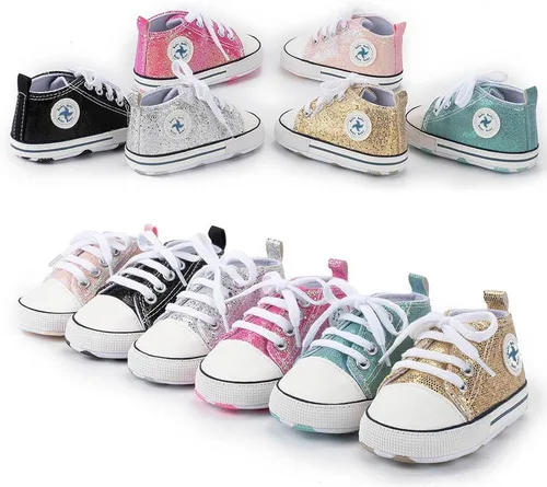 Miniatura 68 de Zapatos deportivos de lona de lona para bebés y niñas, suela antideslizante suave, suela antideslizante