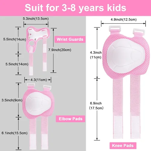 Miniatura 5 de Juego de rodilleras y coderas para niños y jóvenes con protector de muñeca 3 en 1 para niños de 3 a 14 años para patineta, esquí, ciclismo, ciclismo