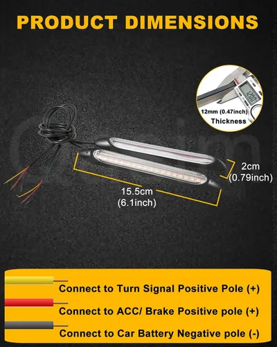 Miniatura 2 de Barra de luz trasera de Qasim para remolque, tira de luz de circulación diurna de 6 pulgadas, luz de advertencia de conducción, luz DRL secuencial