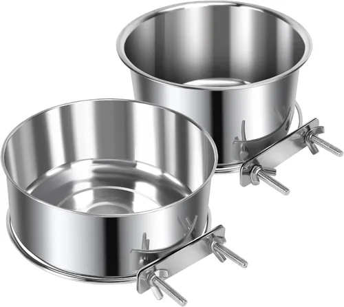 Miniatura 9 de 2 Piezas Cuencos Pequeños de Comida y Agua para Perros y Mascotas para Jaula de Acero Inoxidable Antiderrames, Cuencos Colgantes para Gatos