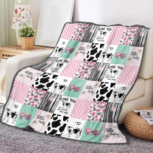 Miniatura 2 de YunTu Manta de vaca con estampado de vaca de animales de granja para niñas y mujeres, ropa de cama de decoración de vaca, regalos para Navidad, San